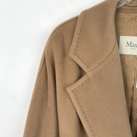 Maxmara 101801 Iconic Brown Wool Double-Breasted Belt Coat With Dust Bag 38 S - Picture 3 of 12